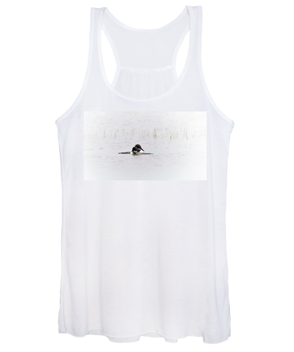 Common Loon Women's Tank Top featuring the photograph A pair of Loons in mating colors by Al Mueller