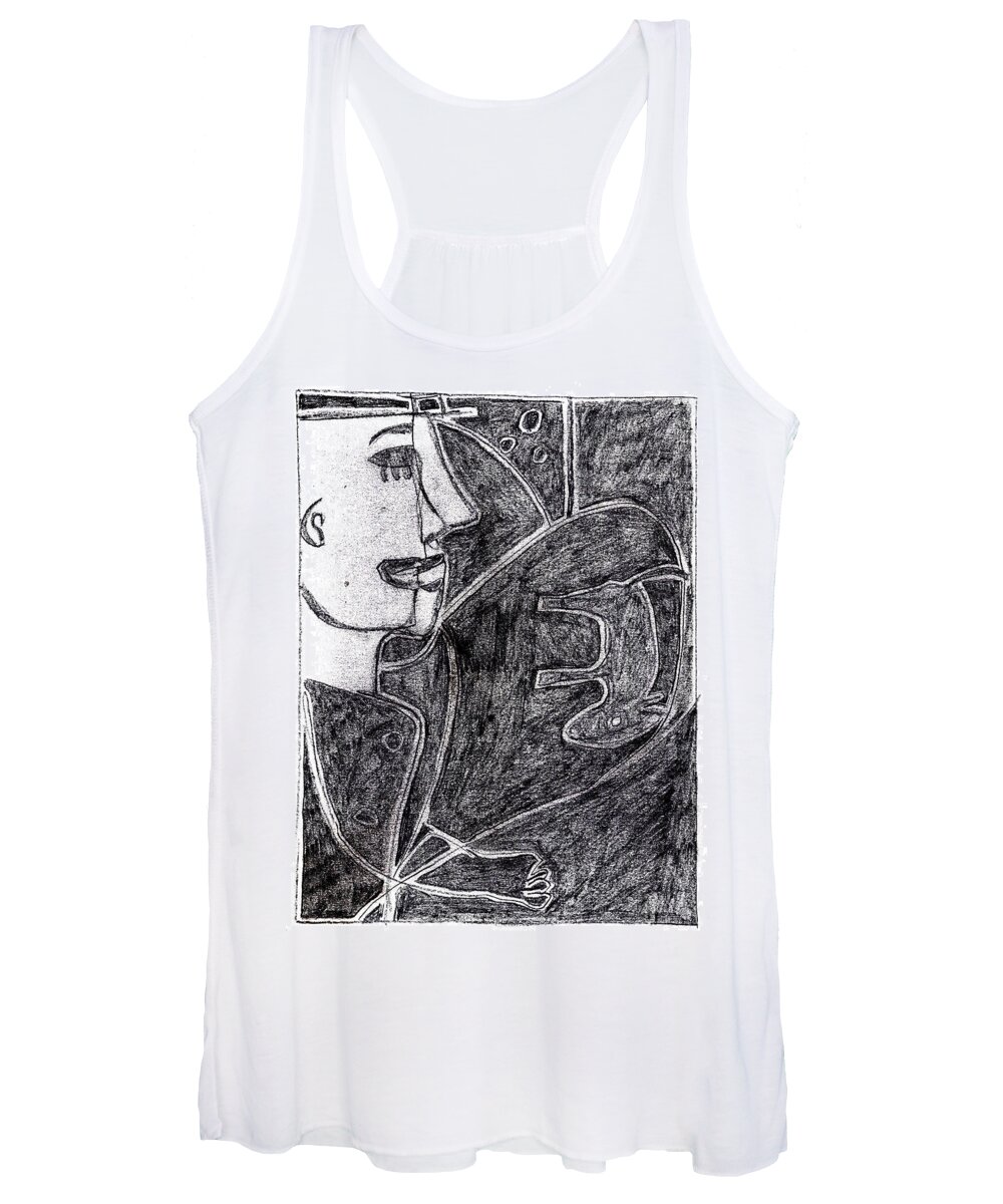 Childish Edgeworth Women's Tank Top featuring the drawing Heckel's Horse Jr. Pencil Drawing 4 by Edgeworth Johnstone