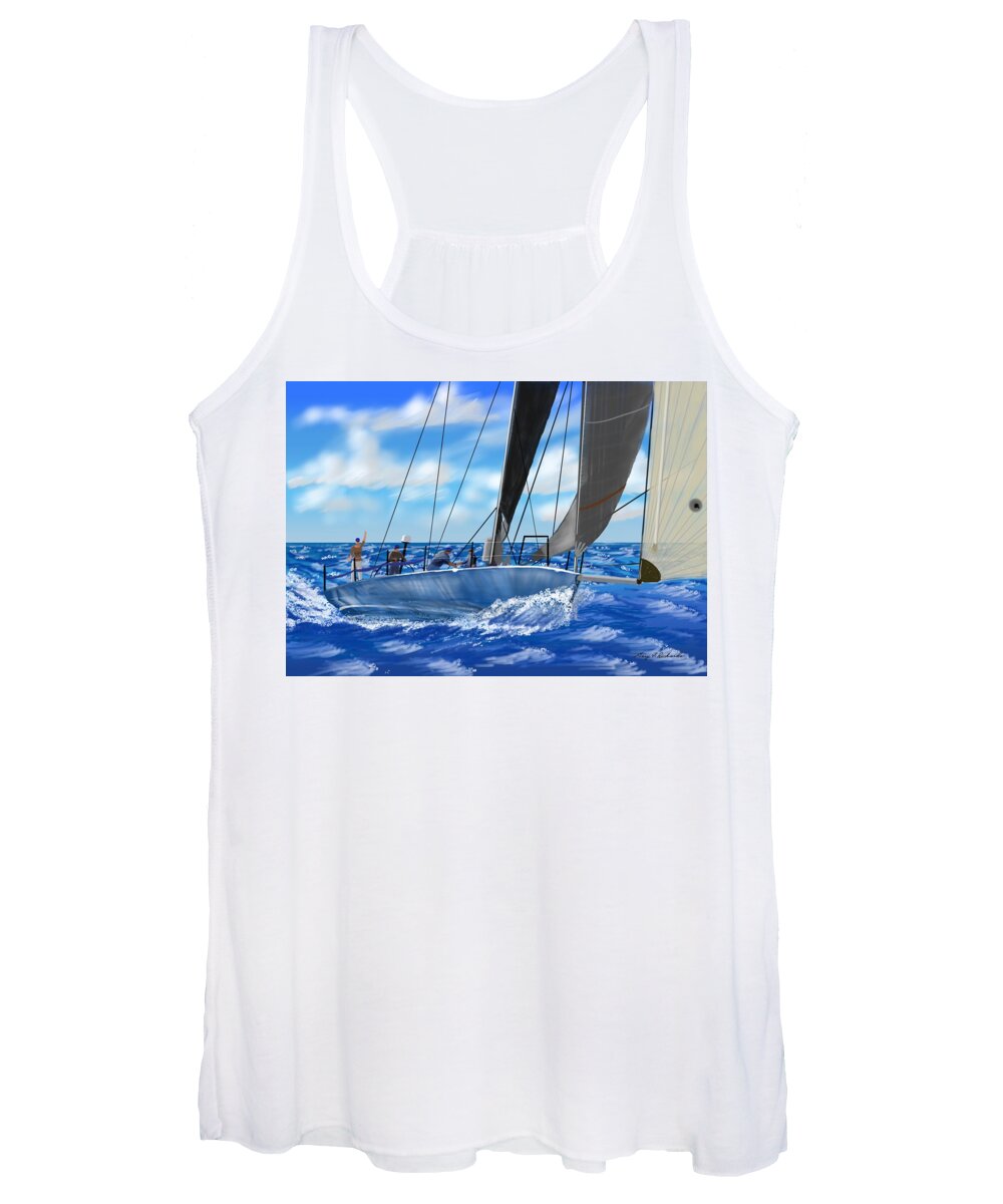 Sailing Women's Tank Top featuring the digital art Ahoy Mate by Gary F Richards