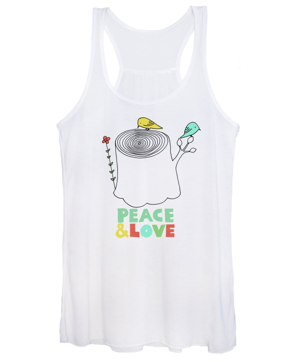 Birds Women's Tank Top featuring the drawing Peace and Love by Eric Fan