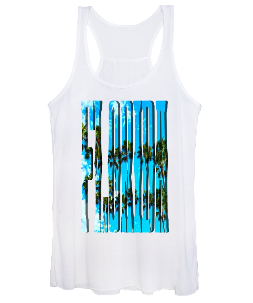 Gravityx9 Women's Tank Top featuring the mixed media FLORIDA Text Palm Trees by Gravityx9 Designs