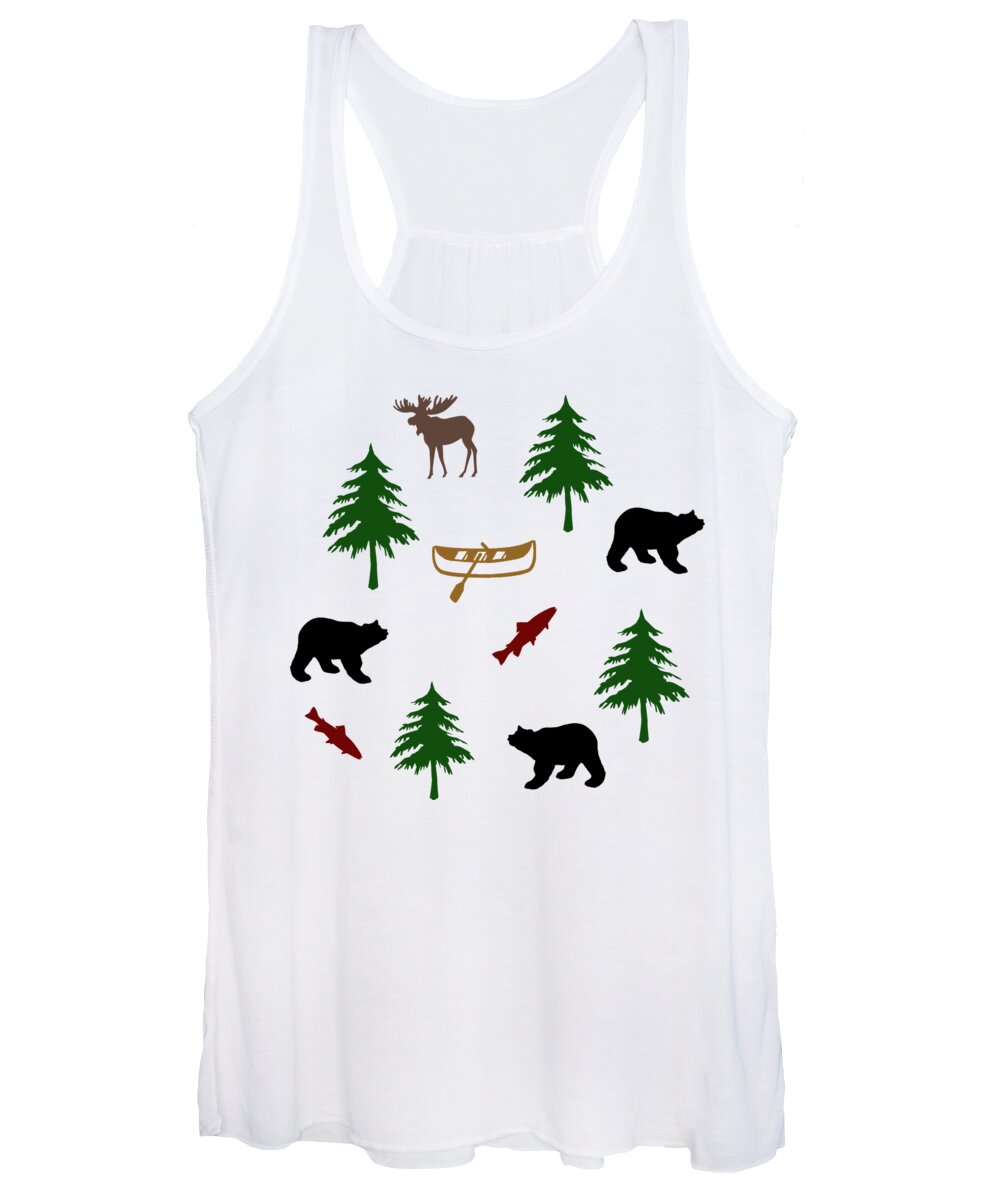 Bear Women's Tank Top featuring the mixed media Bear Moose Pattern by Christina Rollo