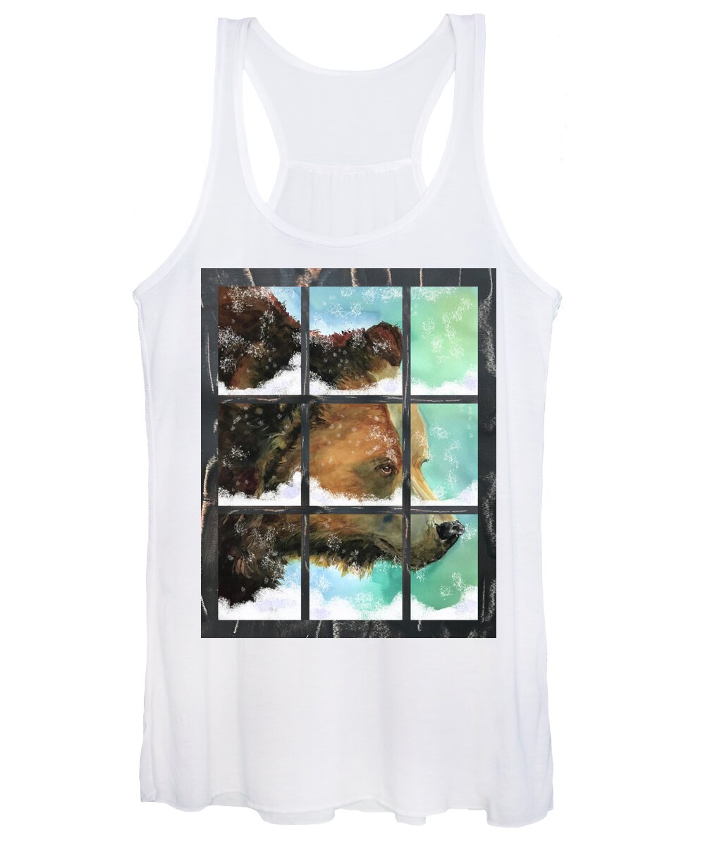 Grizzly Bear Women's Tank Top featuring the painting Bear Outside My Window by Joan Chlarson