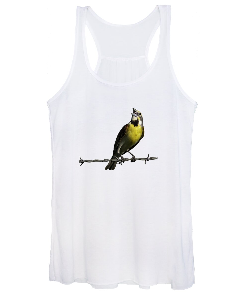 Nature Women's Tank Top featuring the photograph Bird on Wire Dickcissel by Jeff Phillippi