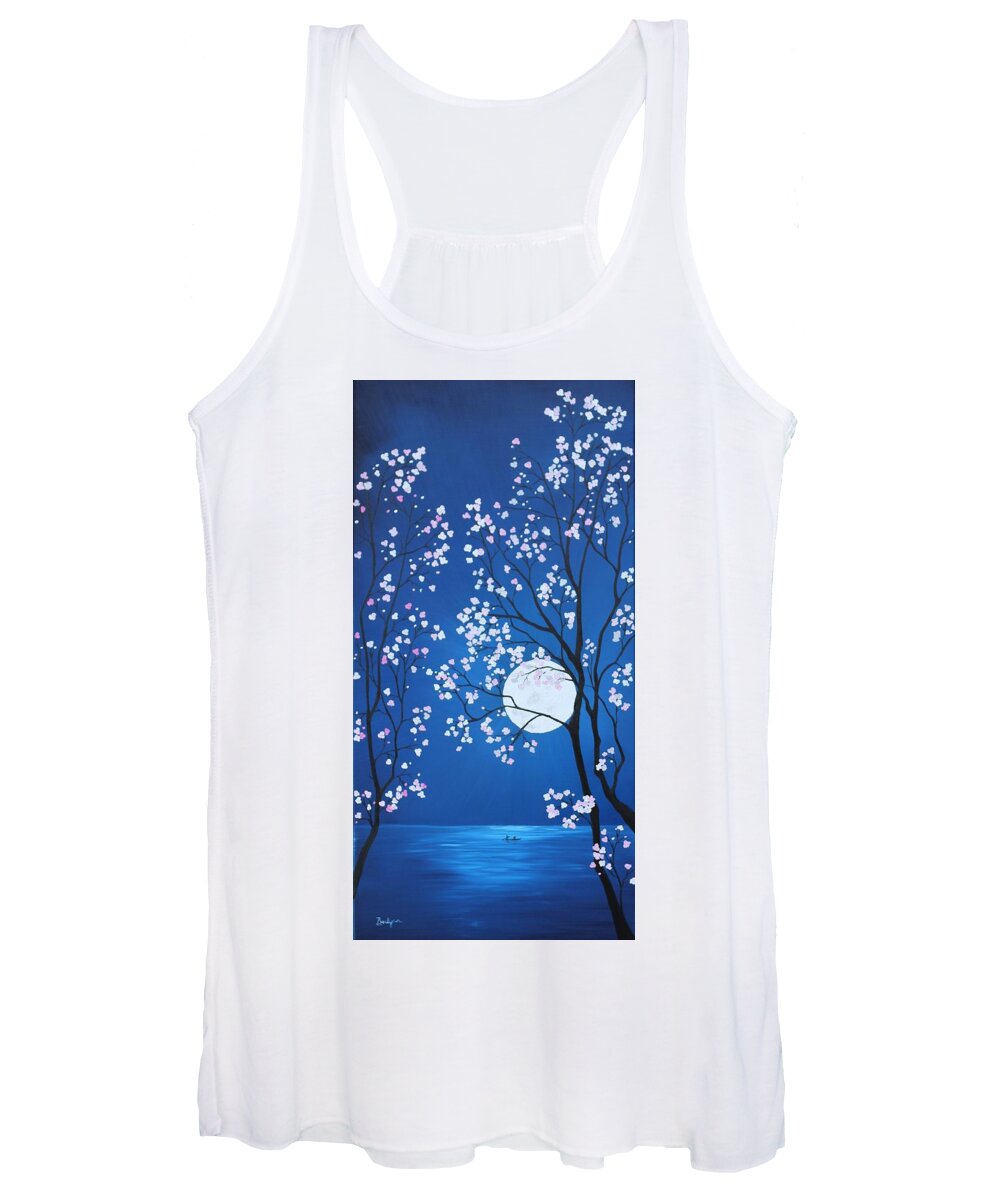 Cherry Blossoms Women's Tank Top featuring the painting Blossom Waters by Berlynn
