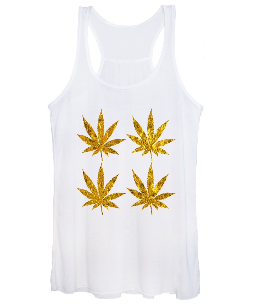 Weed Leaf Women's Tank Top featuring the digital art Cannabis Rainbow Design 2 by Lin Watchorn