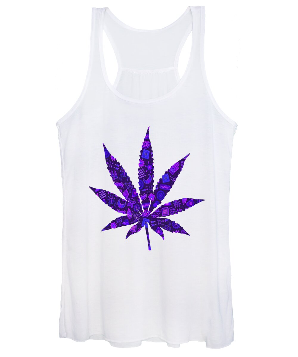 Weed Leaf Women's Tank Top featuring the digital art Cannabis Rainbow Design 54 by Lin Watchorn