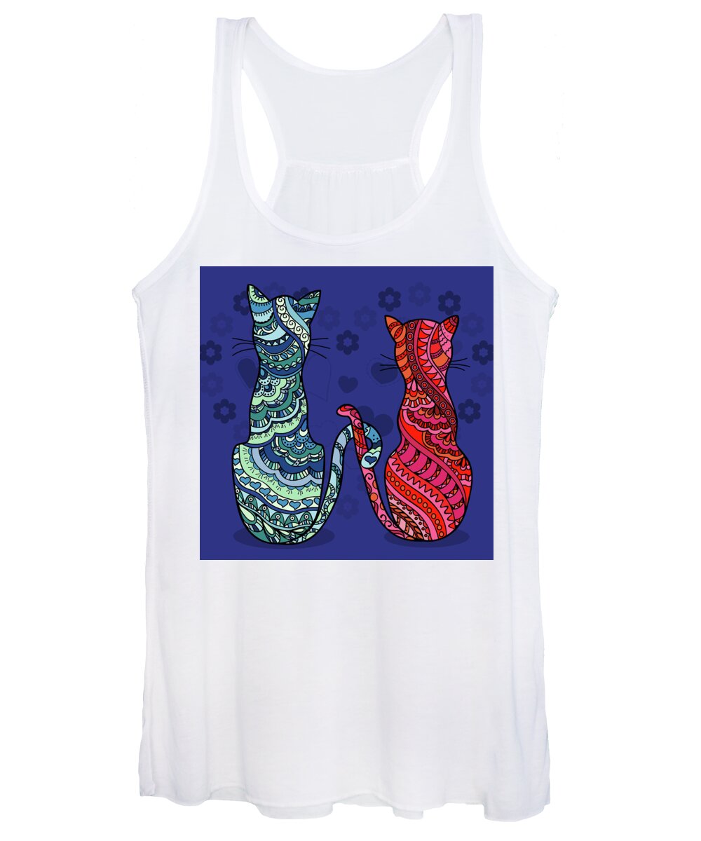 Cats Women's Tank Top featuring the digital art Cat Lovers by Portraits By NC
