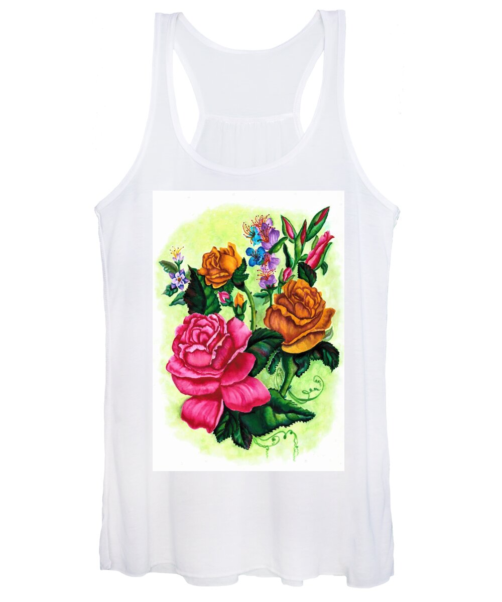 Flower Women's Tank Top featuring the painting Roses by Tara Krishna