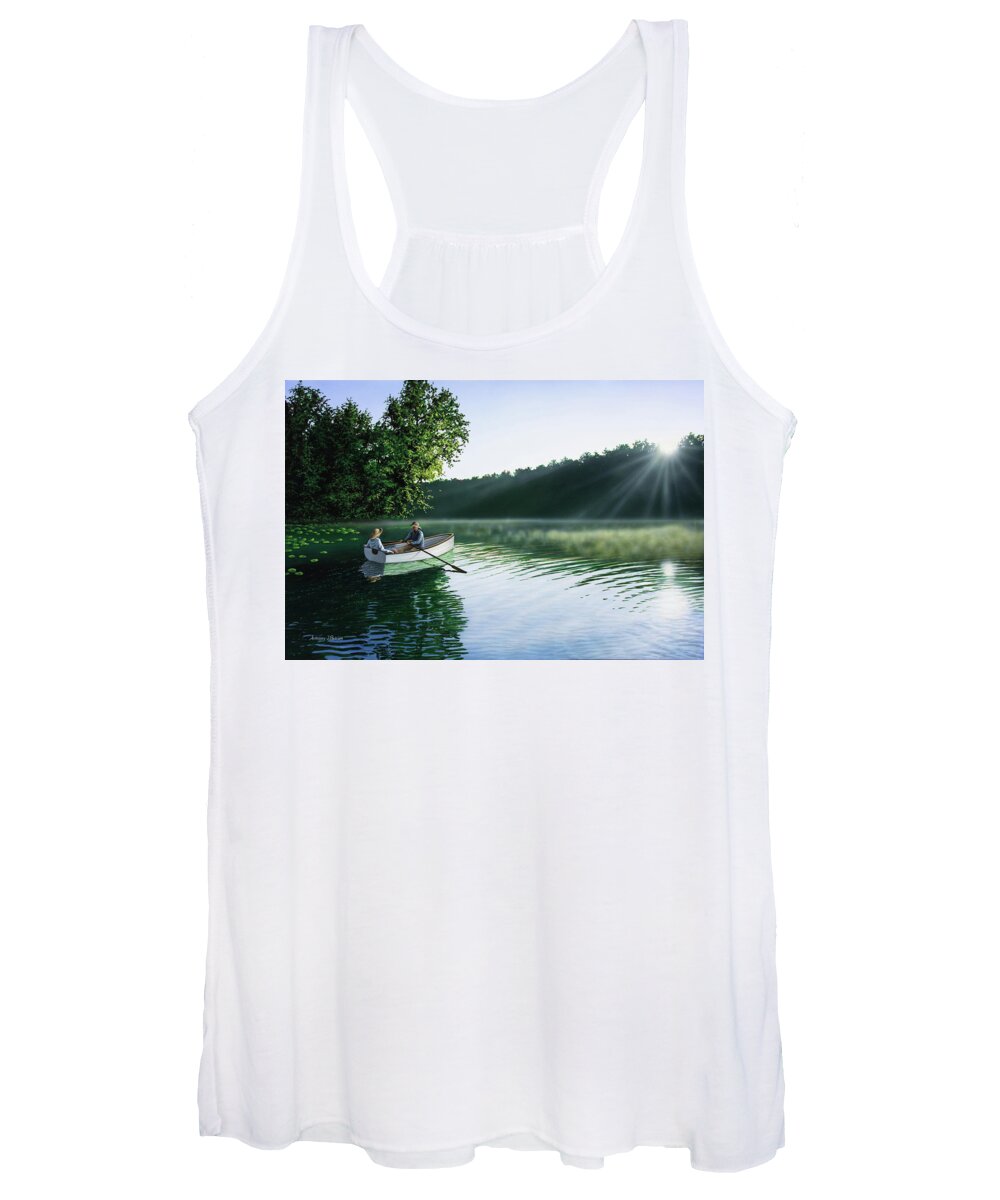 Landscape Women's Tank Top featuring the painting Cruise for Two by Anthony J Padgett