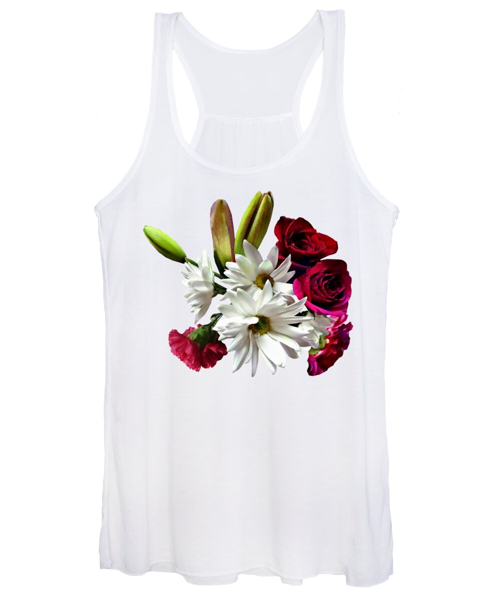 Daisy Women's Tank Top featuring the photograph Daisies, Roses and Carnations by Susan Savad