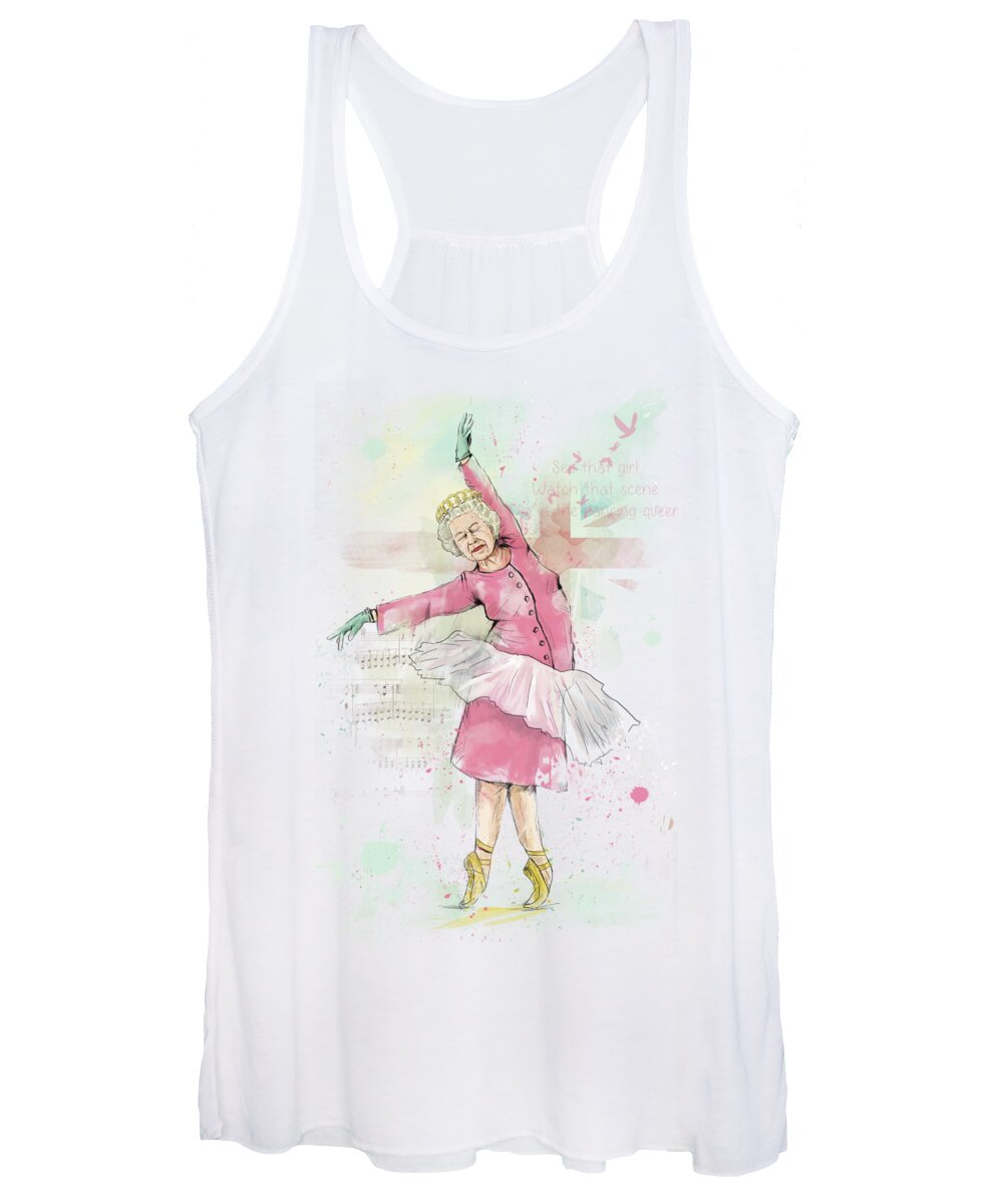 Queen Women's Tank Top featuring the mixed media Dancing queen by Balazs Solti