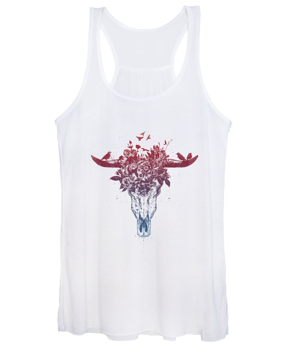 Bull Women's Tank Top featuring the drawing Dead summer by Balazs Solti