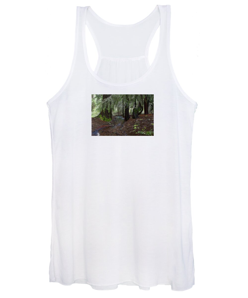 Headwaters Women's Tank Top featuring the digital art Deer Creek Headwaters at Skillman Horse Campground by Lisa Redfern