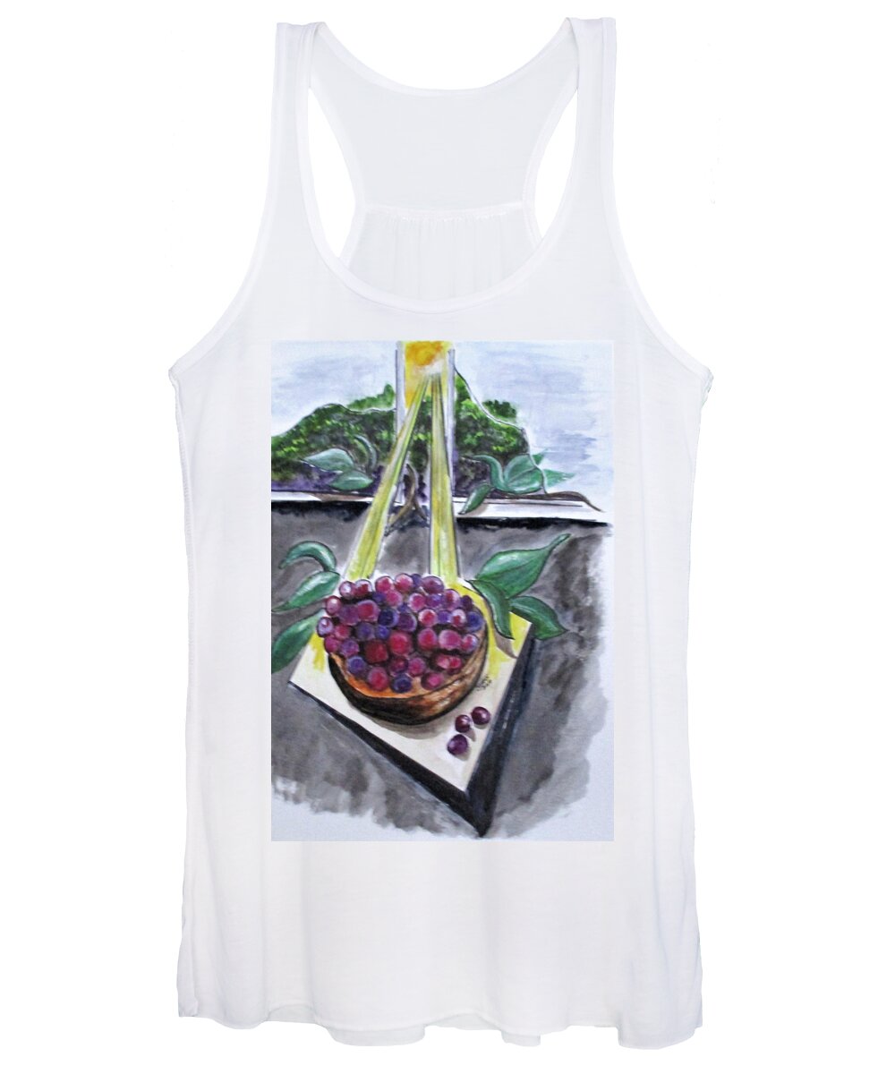 Fruit Women's Tank Top featuring the painting Dreams of Grapes by Clyde J Kell