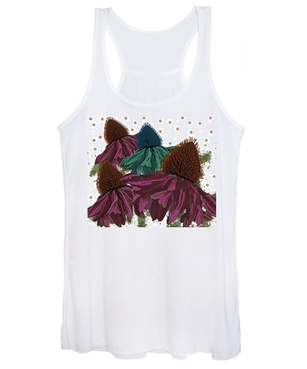 Echinacea Flower Women's Tank Top featuring the drawing Echinacea Flower Skirts by Joan Stratton