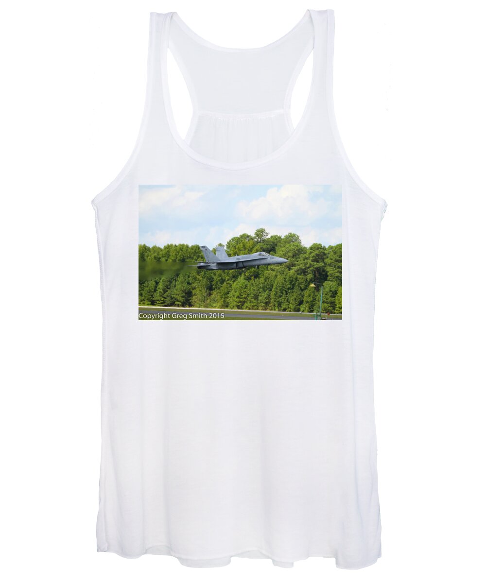 F18 Women's Tank Top featuring the photograph F18 takeoff by Greg Smith