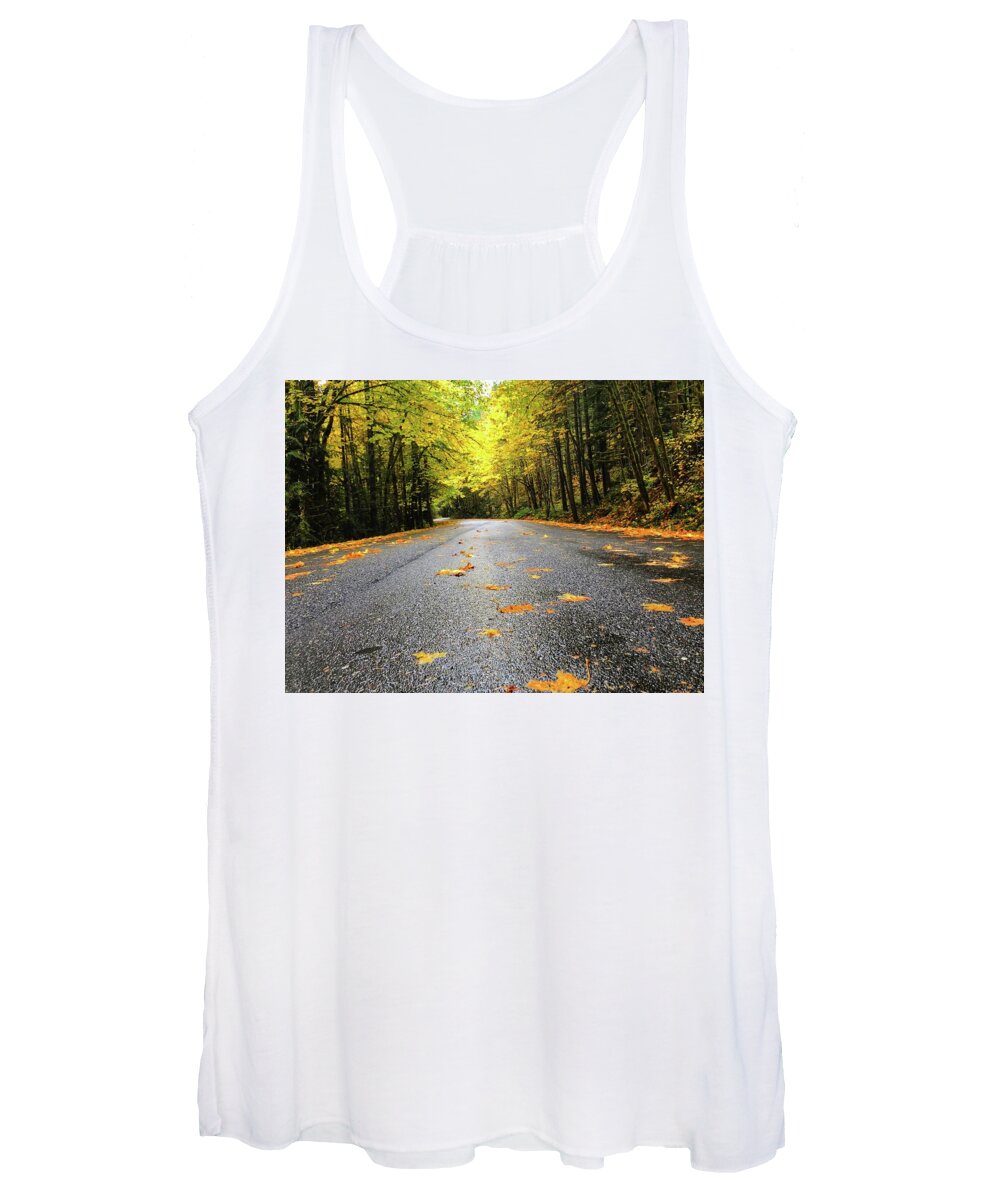 The Bright Yellows On The Fall Drive Were Stunning! Women's Tank Top featuring the photograph Fall Drive by Brian Eberly