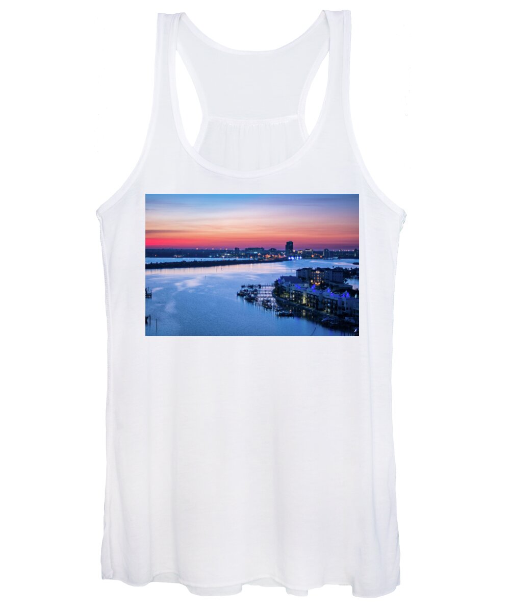 Florida Women's Tank Top featuring the photograph Firstlight Over Clearwater by Jeff Phillippi