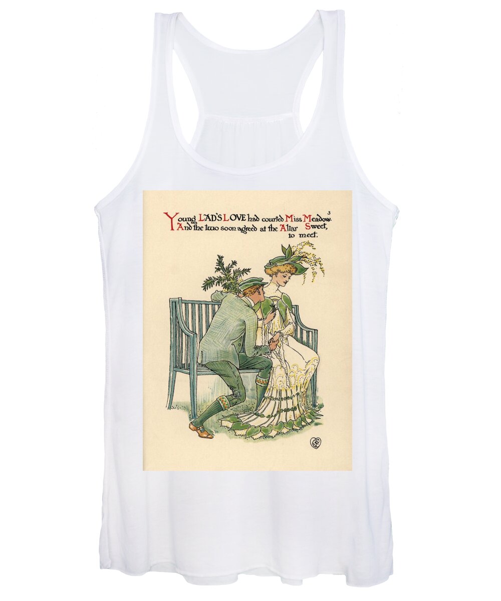 Allegory Women's Tank Top featuring the drawing Flower fairies symbolizing lad's love A Flower Wedding, Cassell, London, 1905. by Album
