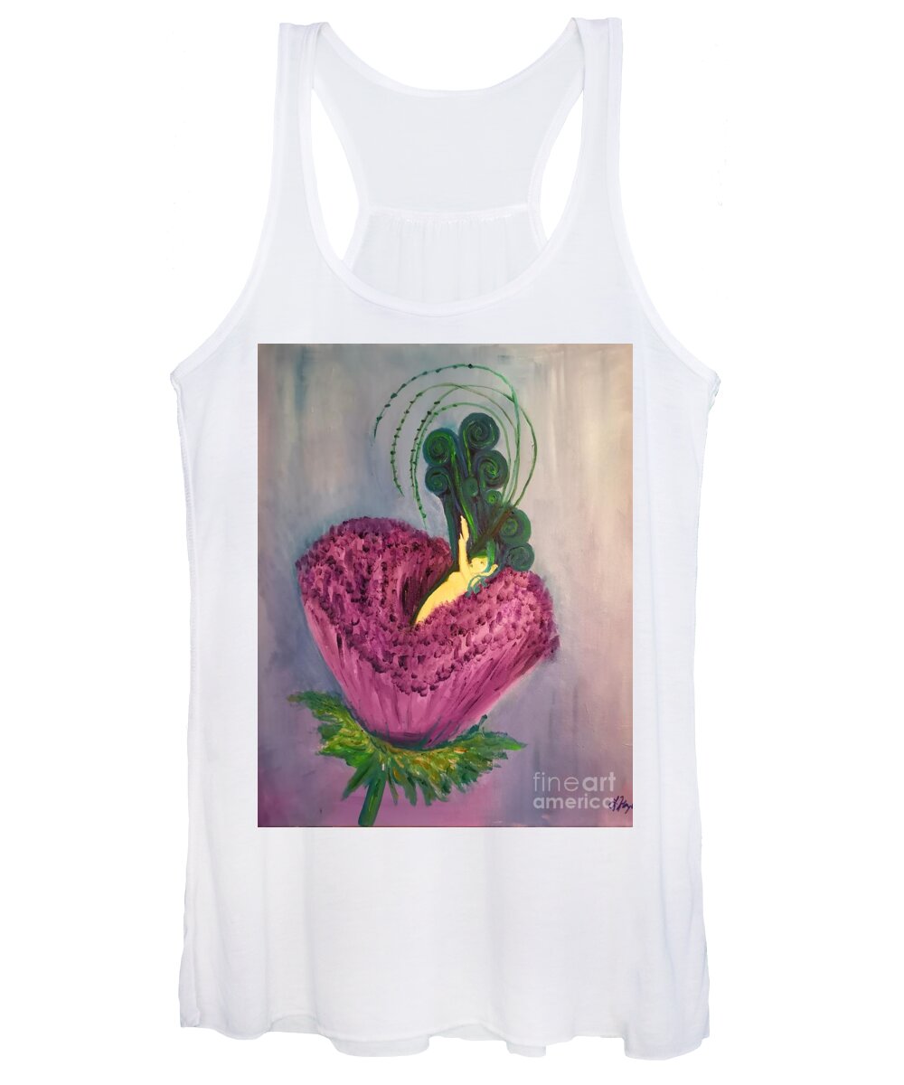 Oils Women's Tank Top featuring the painting Flower fairy by Lisa Koyle