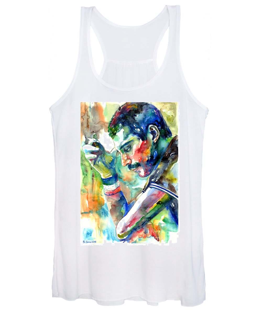 Thunder Burgundy fabric Freddie Mercury With Cigarette Women's Tank Top by Suzann Sines - Fine Art  America