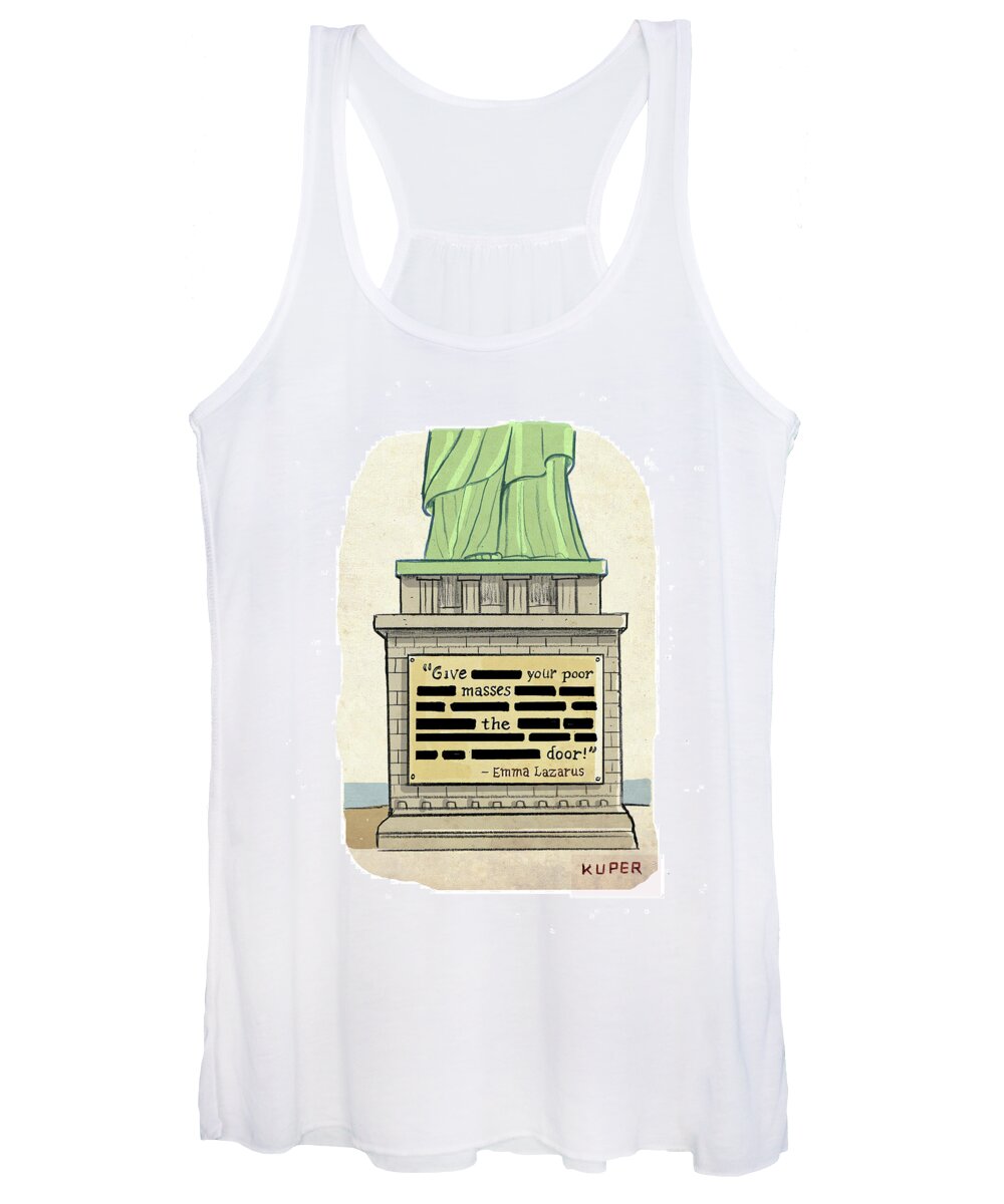 Captionless Women's Tank Top featuring the drawing Give Your Poor Masses the Door by Peter Kuper