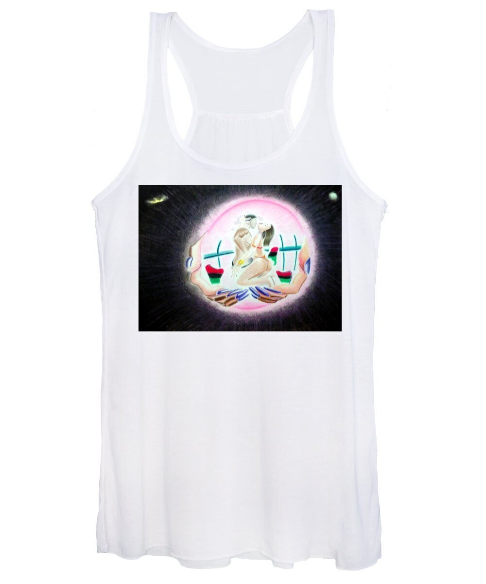 Black Art Women's Tank Top featuring the drawing God Is A Woman by Donald C-Note Hooker