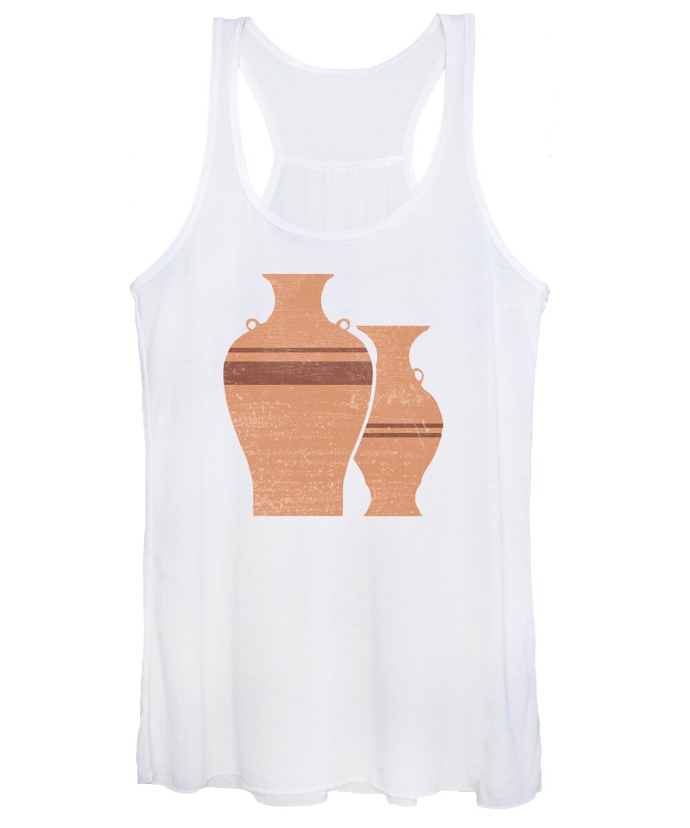 Abstract Women's Tank Top featuring the mixed media Greek Pottery 22 - Hydria - Terracotta Series - Modern, Contemporary, Minimal Abstract - Light Brown by Studio Grafiikka