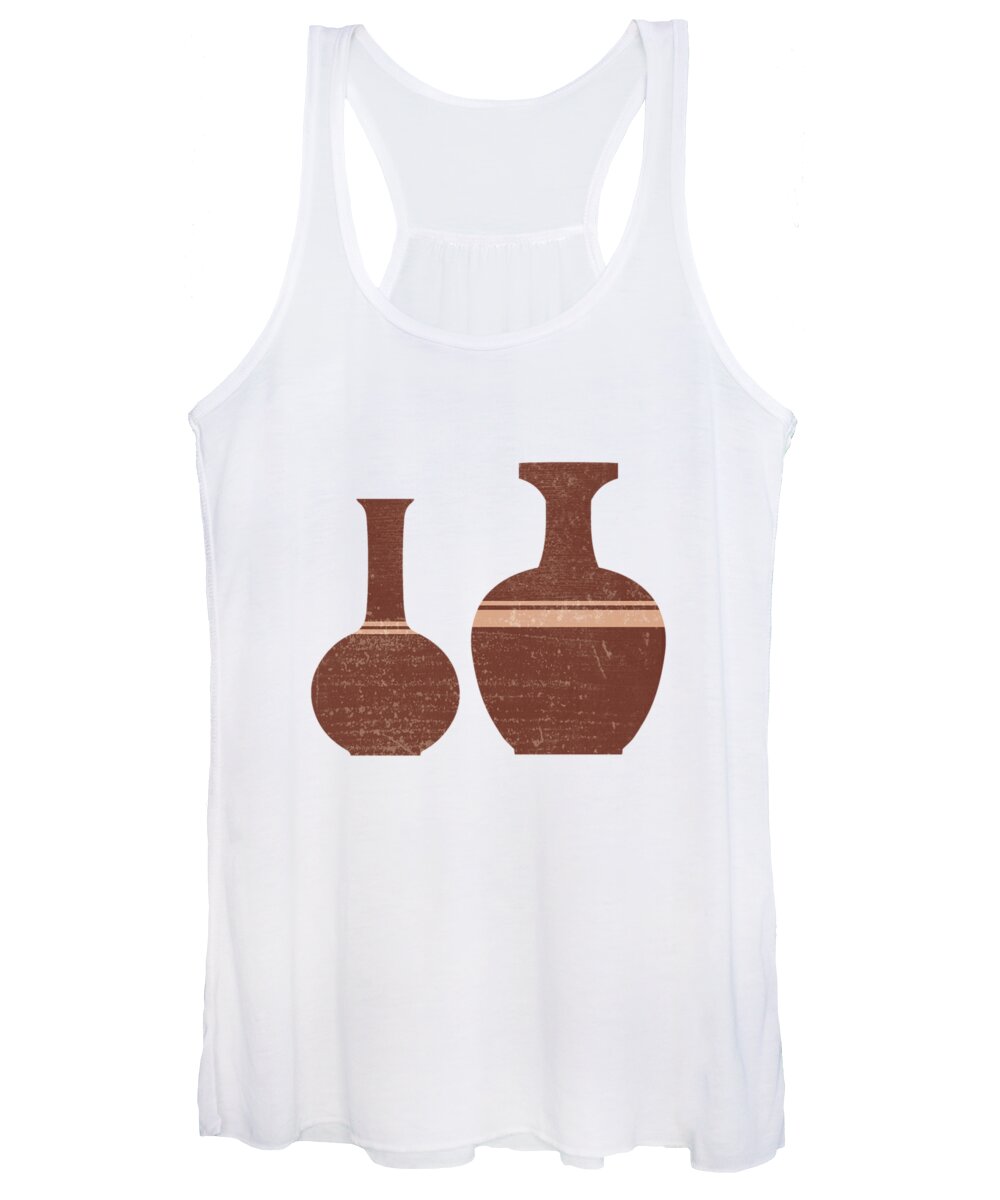 Abstract Women's Tank Top featuring the mixed media Greek Pottery 32 - Hydria - Terracotta Series - Modern, Contemporary, Minimal Abstract - Burnt Umber by Studio Grafiikka