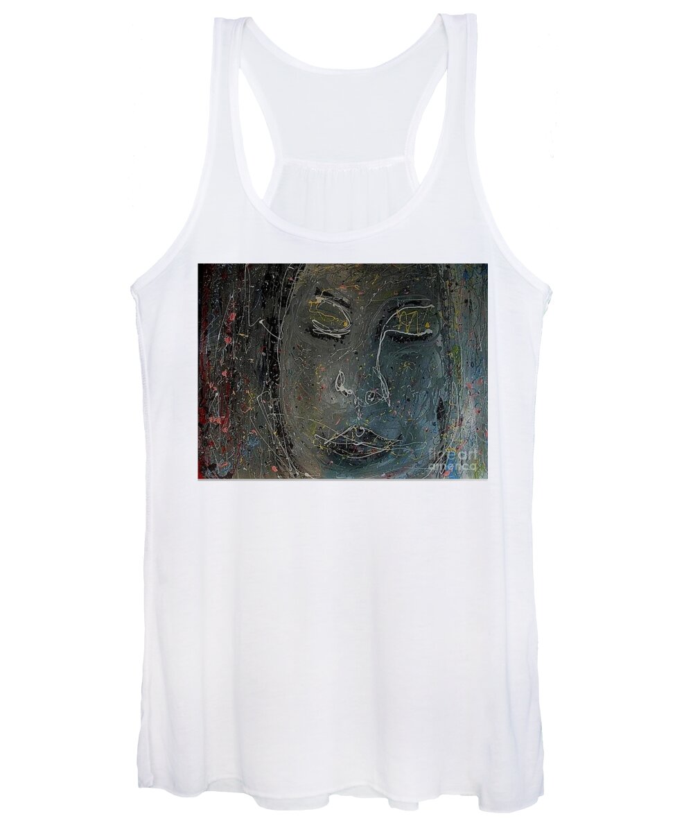 Abstract Of Spiritual Women's Face Women's Tank Top featuring the painting Hope by Rebecca Flores
