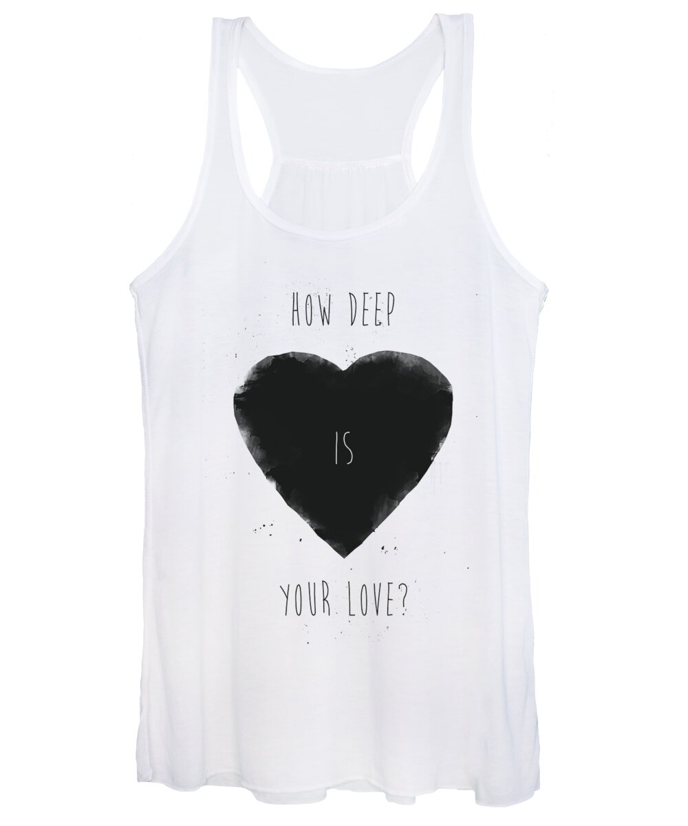 Typography Women's Tank Top featuring the mixed media How deep is your love? by Balazs Solti