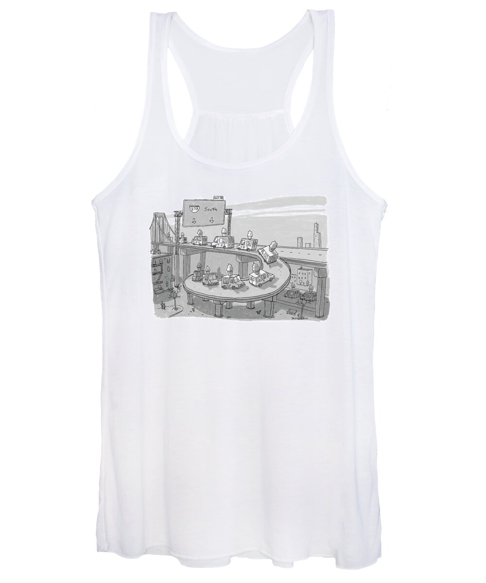 Captionless Women's Tank Top featuring the drawing Ice Cream Truck Migration by Jason Patterson