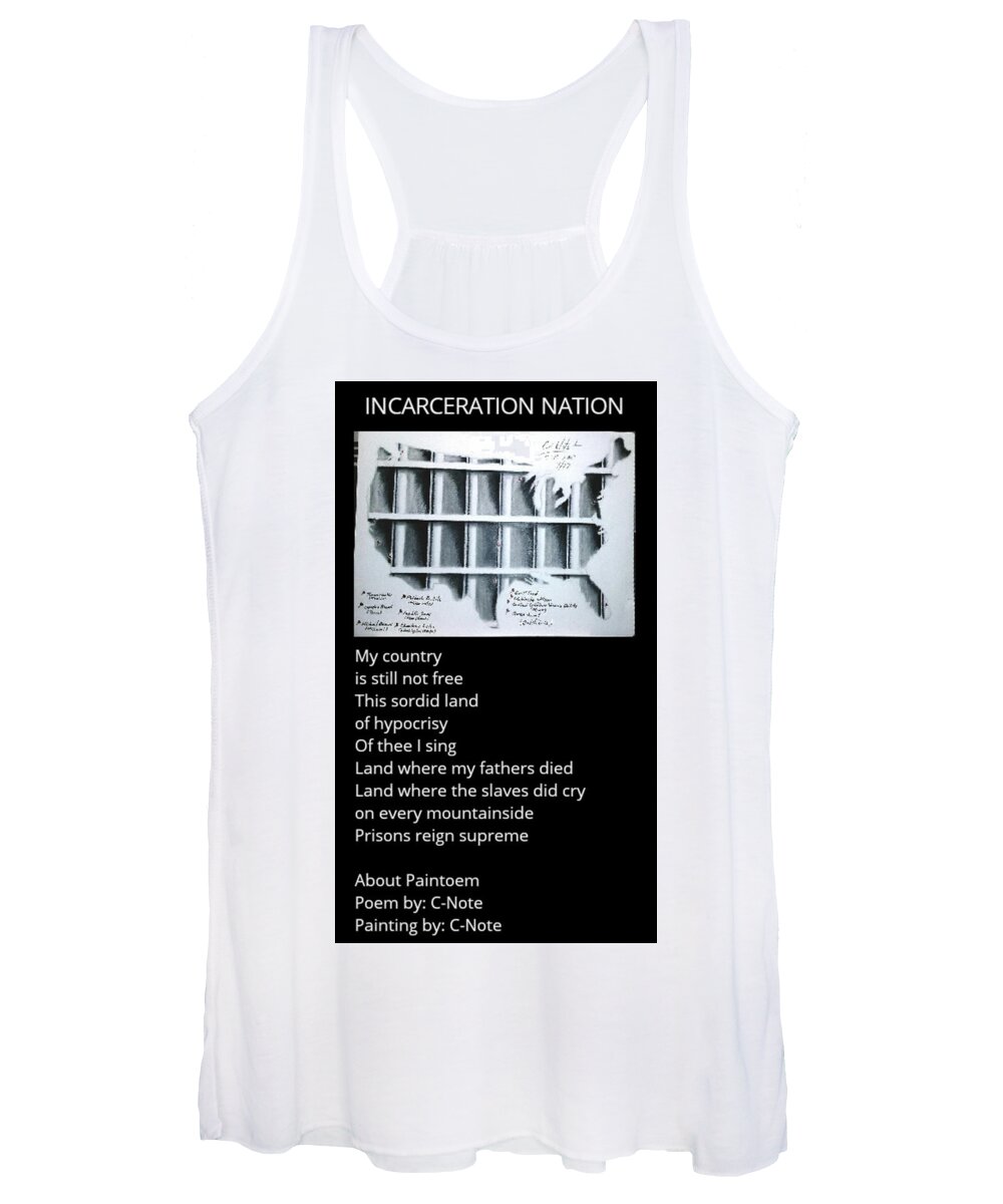 Black Art Women's Tank Top featuring the drawing Incarceration Nation Paintoem by Donald C-Note Hooker