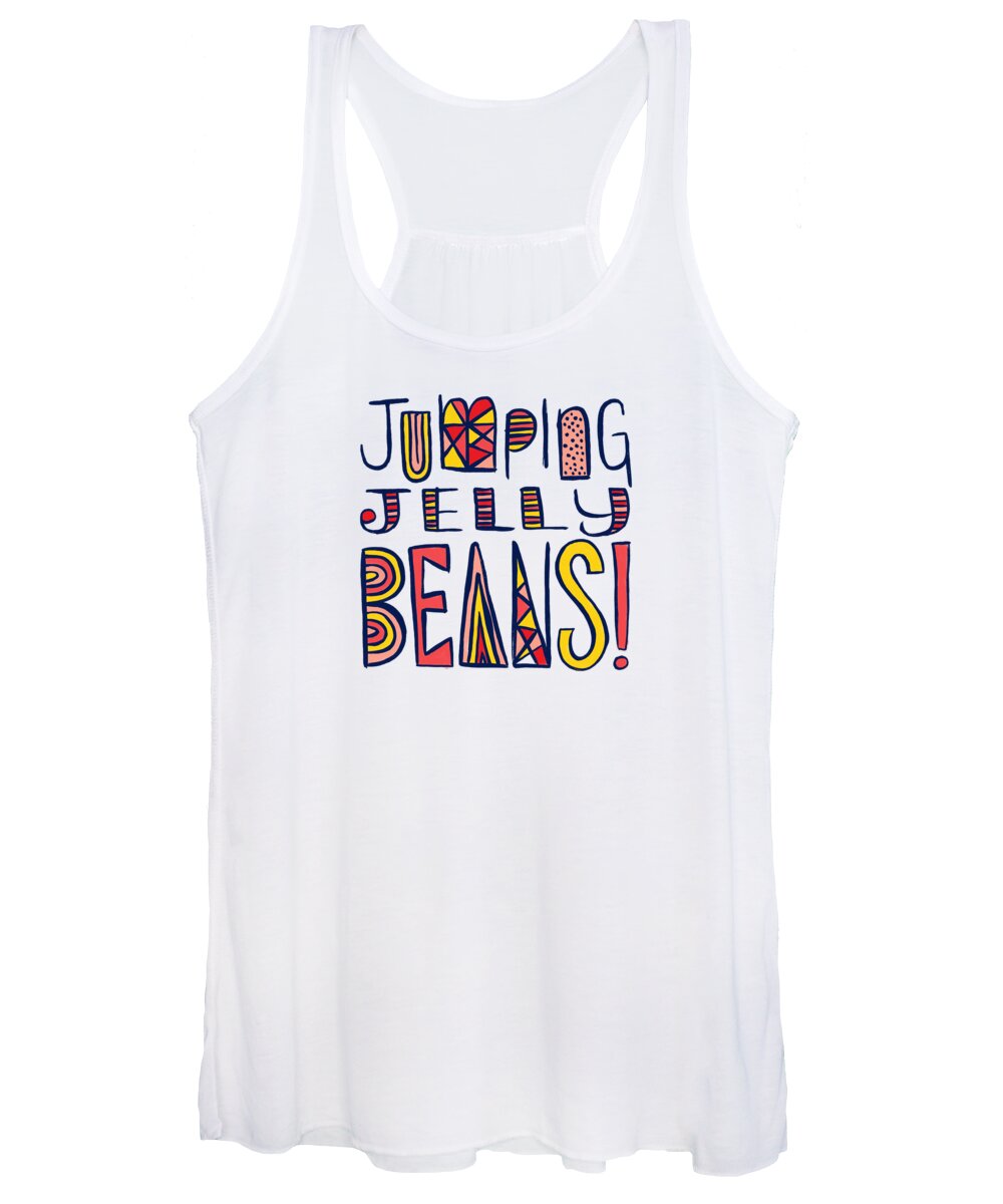 Jumping Jelly Beans Women's Tank Top featuring the painting Jumping Jelly Beans by Jen Montgomery