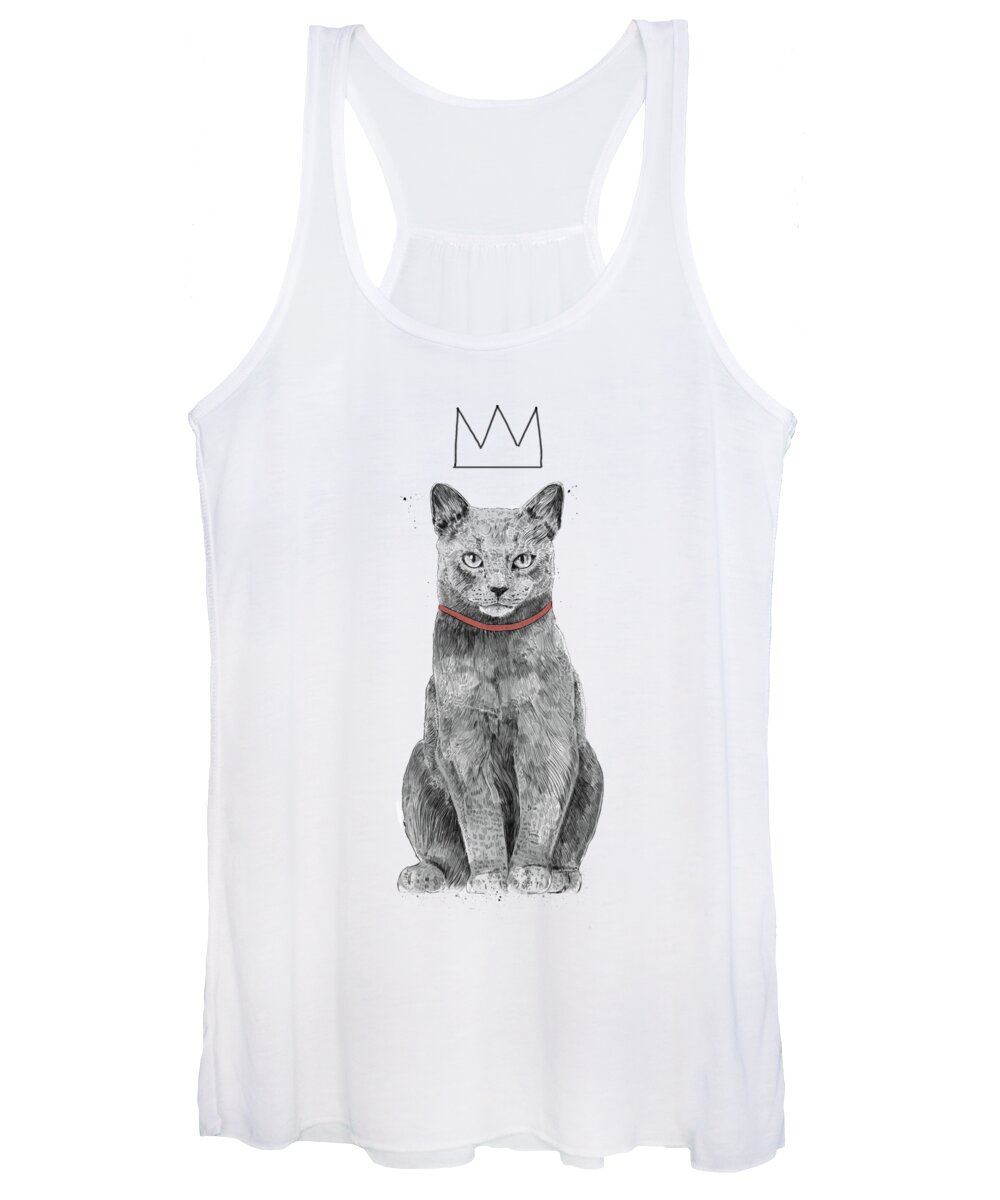Cat Women's Tank Top featuring the mixed media King Of Everything by Balazs Solti