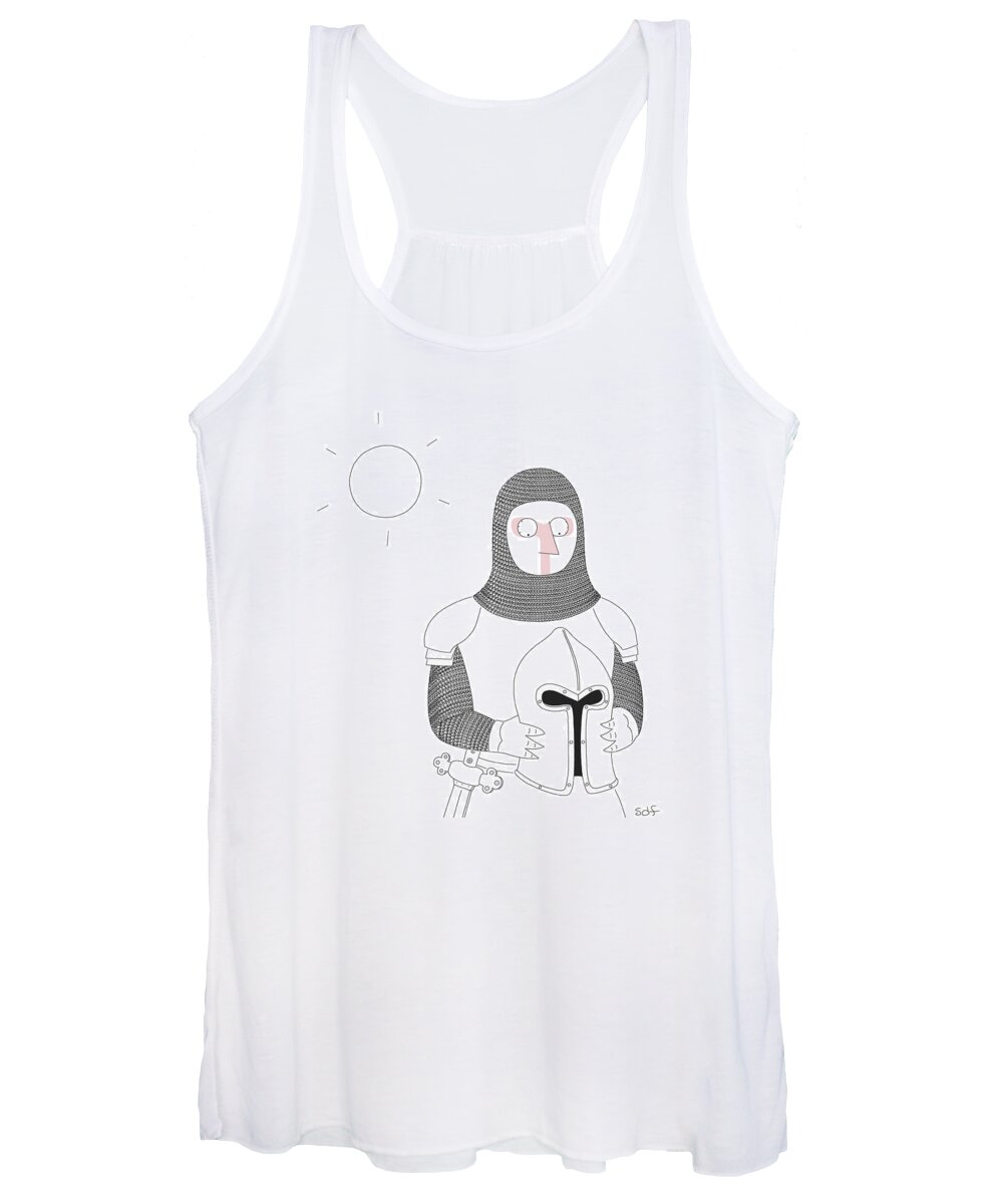 Captionless Women's Tank Top featuring the drawing Knight in the Sun by Seth Fleishman