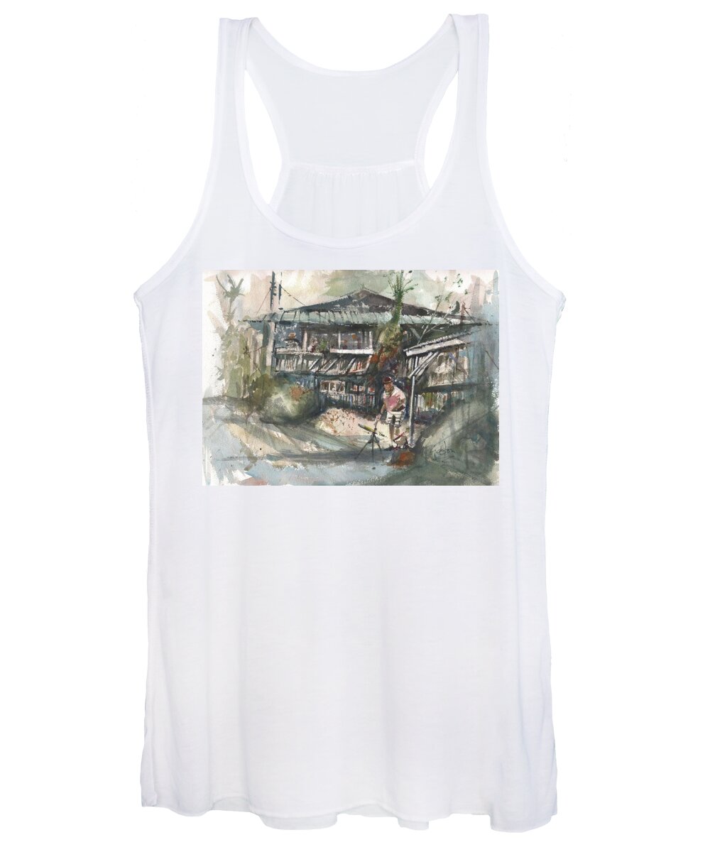 Tampa Women's Tank Top featuring the painting Kuching Thatch by Gaston McKenzie
