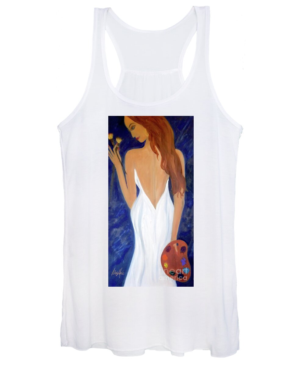Lady With Palette Women's Tank Top featuring the painting Lady Painter by Artist Linda Marie