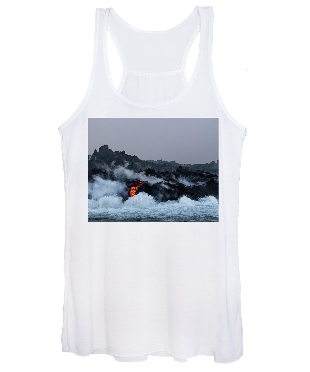 Lava Women's Tank Top featuring the photograph Lava Entering the Sea IV by William Dickman