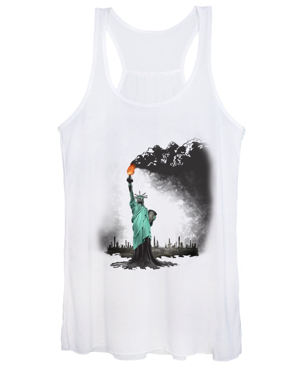 Usa Women's Tank Top featuring the painting Liberty Oil by Sassan Filsoof