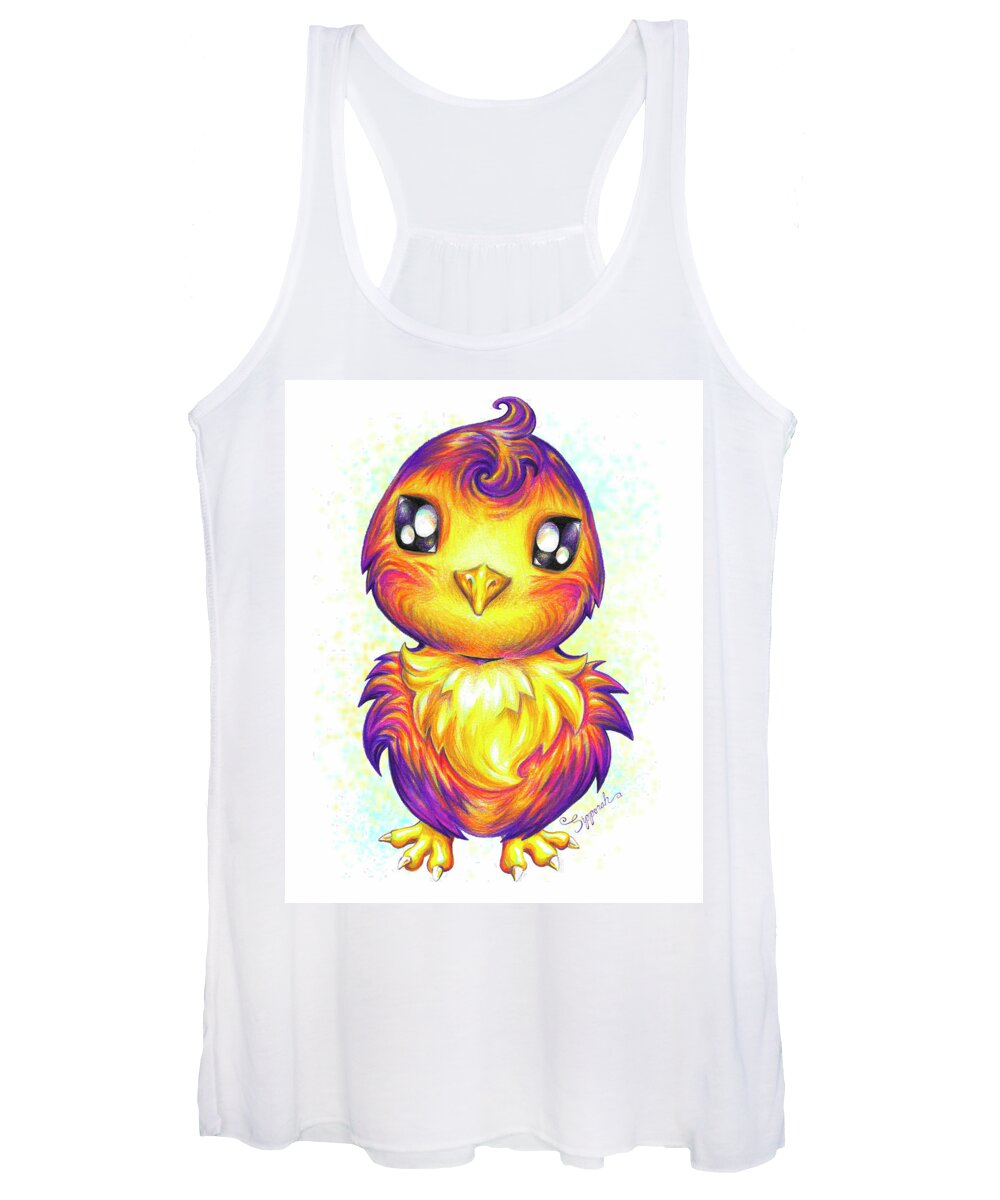 Nature Women's Tank Top featuring the drawing Little Bird by Sipporah Art and Illustration