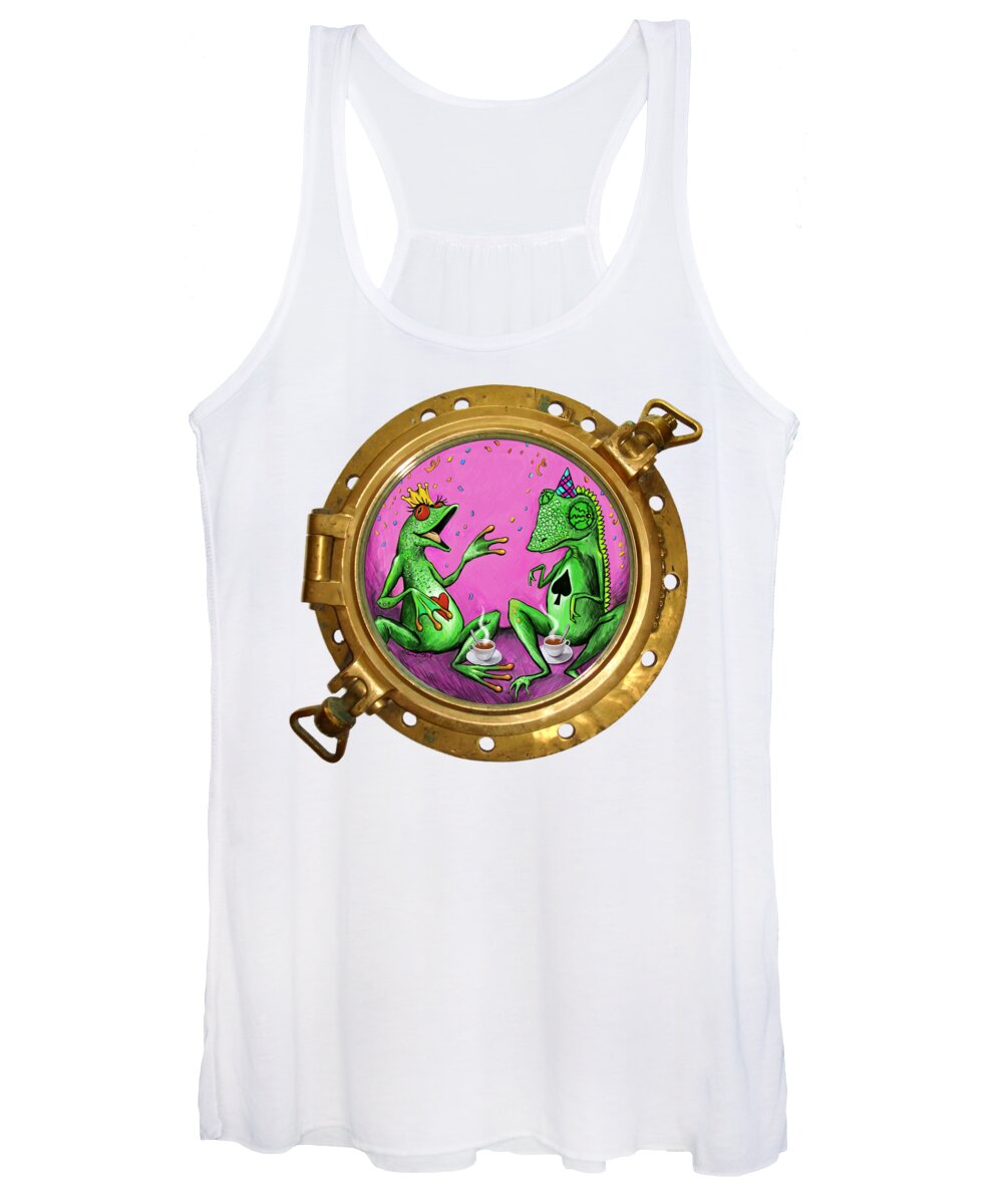 Lizards Women's Tank Top featuring the painting Lounge Lizards by Yom Tov Blumenthal