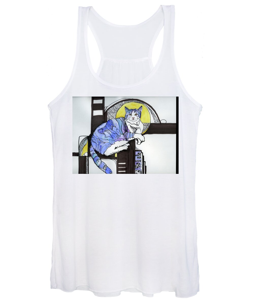 Cat Women's Tank Top featuring the painting Lucy by Joan Chlarson