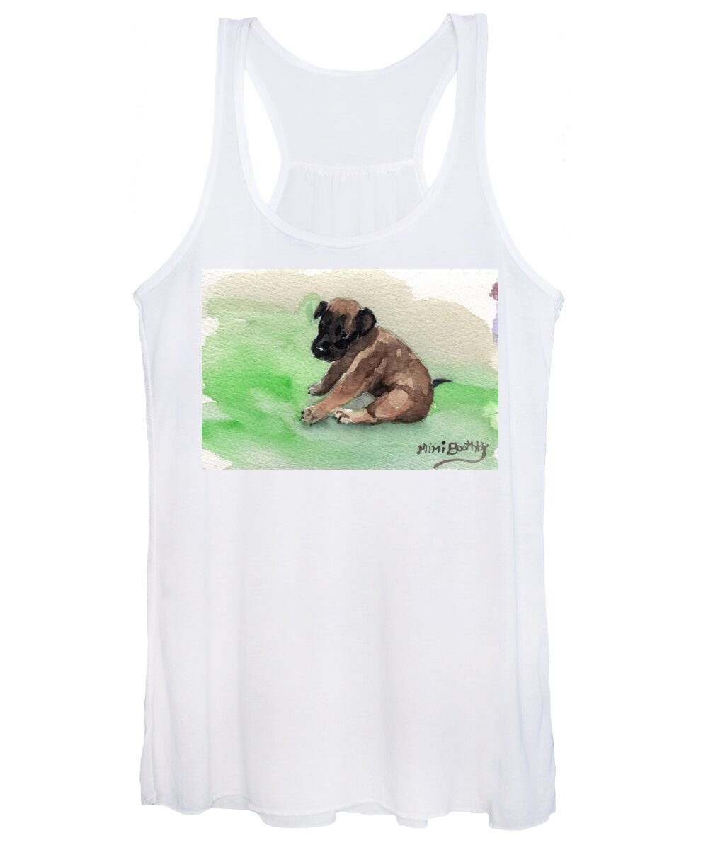 Baby Puppy Women's Tank Top featuring the painting Malinois Pup 3 by Mimi Boothby