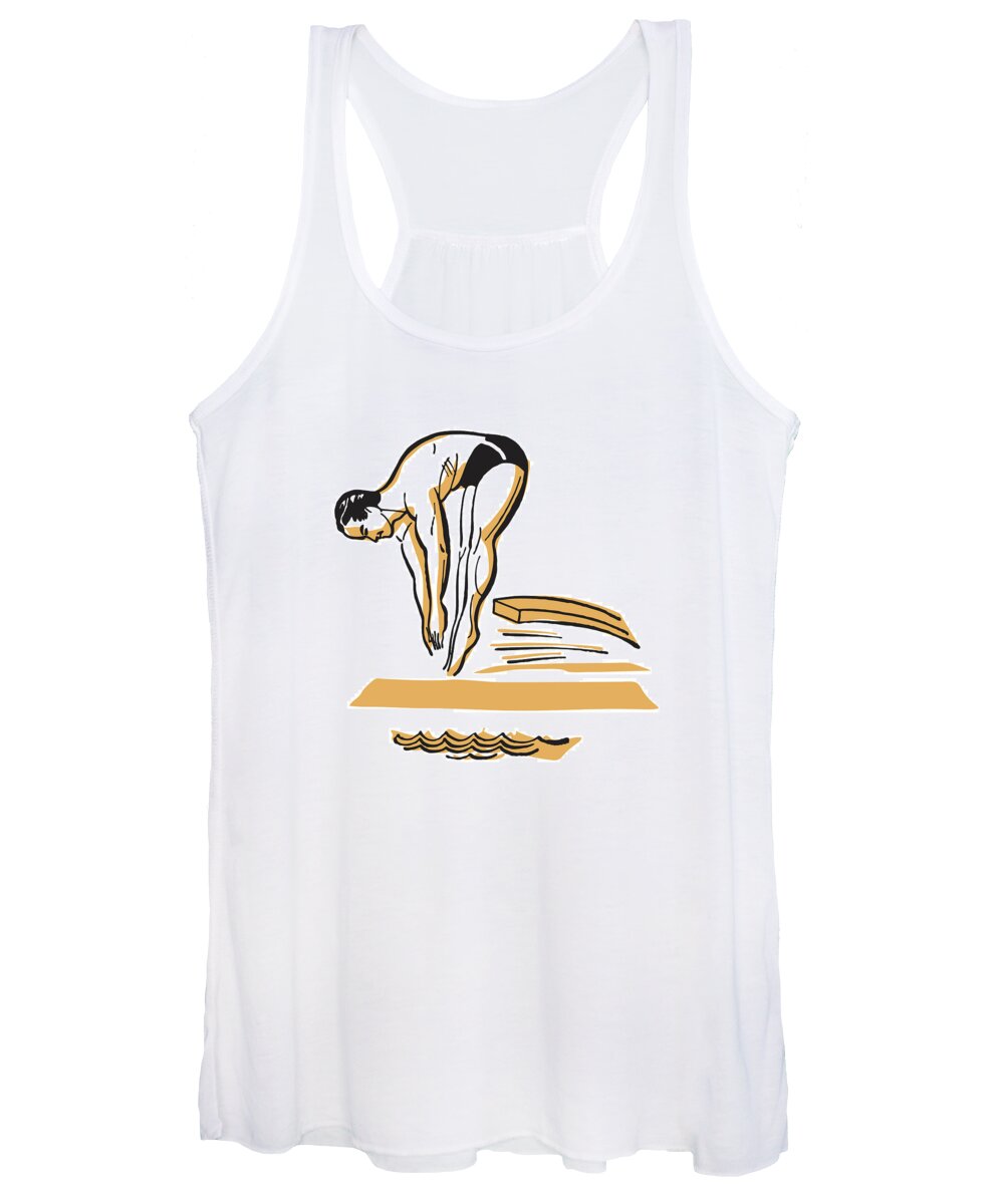 Activity Women's Tank Top featuring the drawing Man Driving off Board by CSA Images