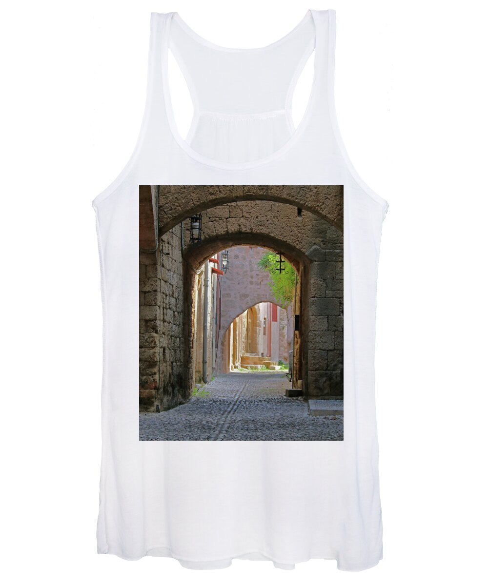 Greece Women's Tank Top featuring the photograph Medieval City in Rhodes by M Kathleen Warren
