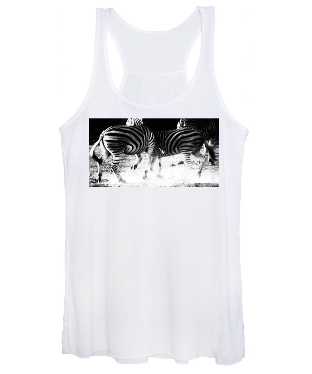 Zebra Women's Tank Top featuring the photograph Monochrome Motion by Mark Hunter