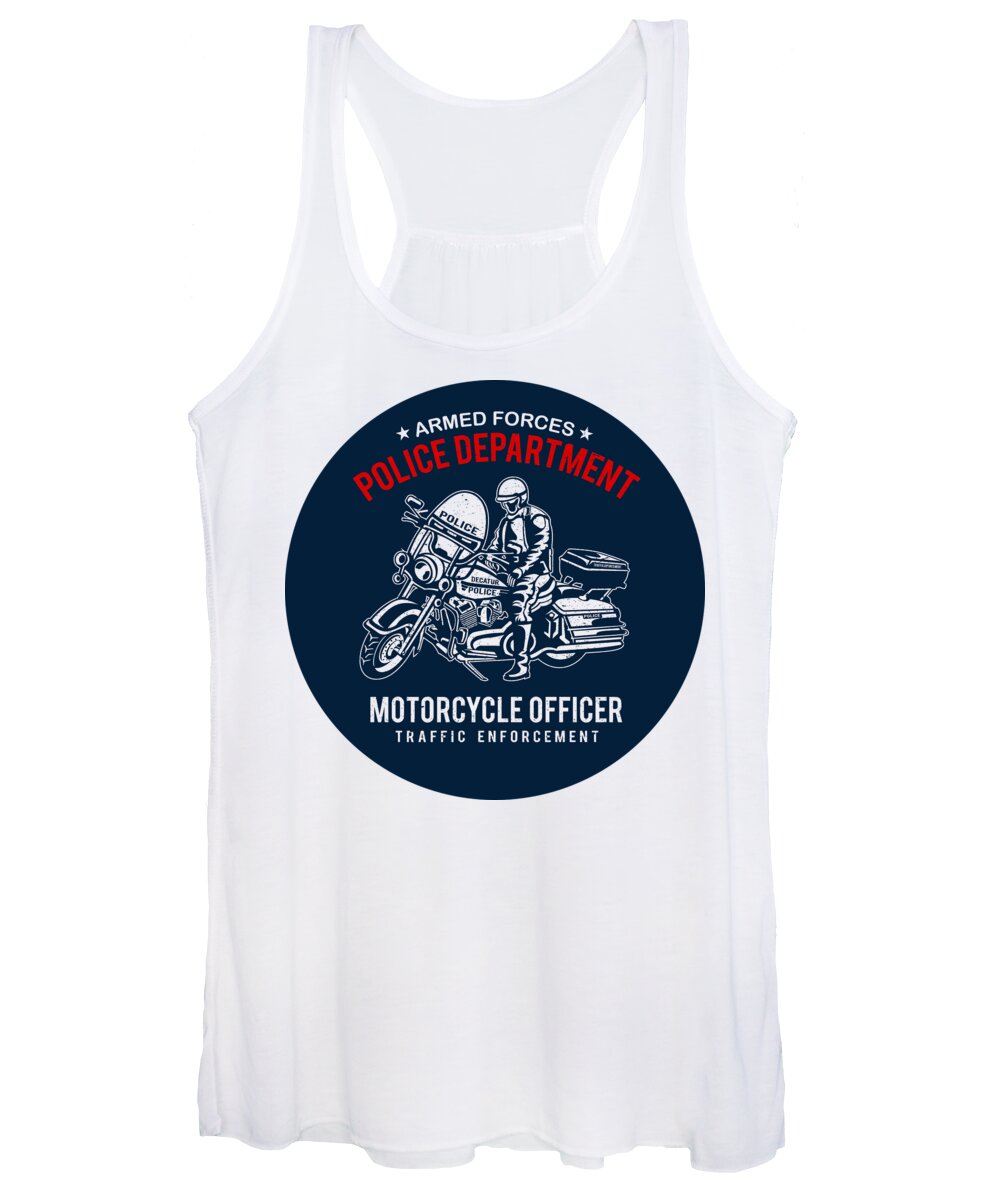 Police Women's Tank Top featuring the digital art Motorcycle police by Long Shot