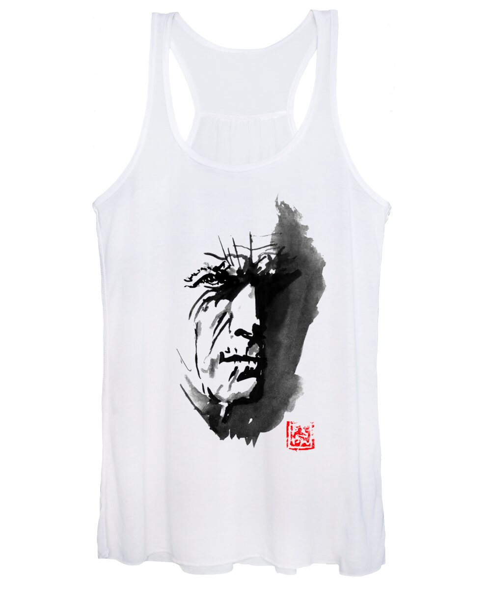 Clint Eastwood Women's Tank Top featuring the drawing Old Clint by Pechane Sumie
